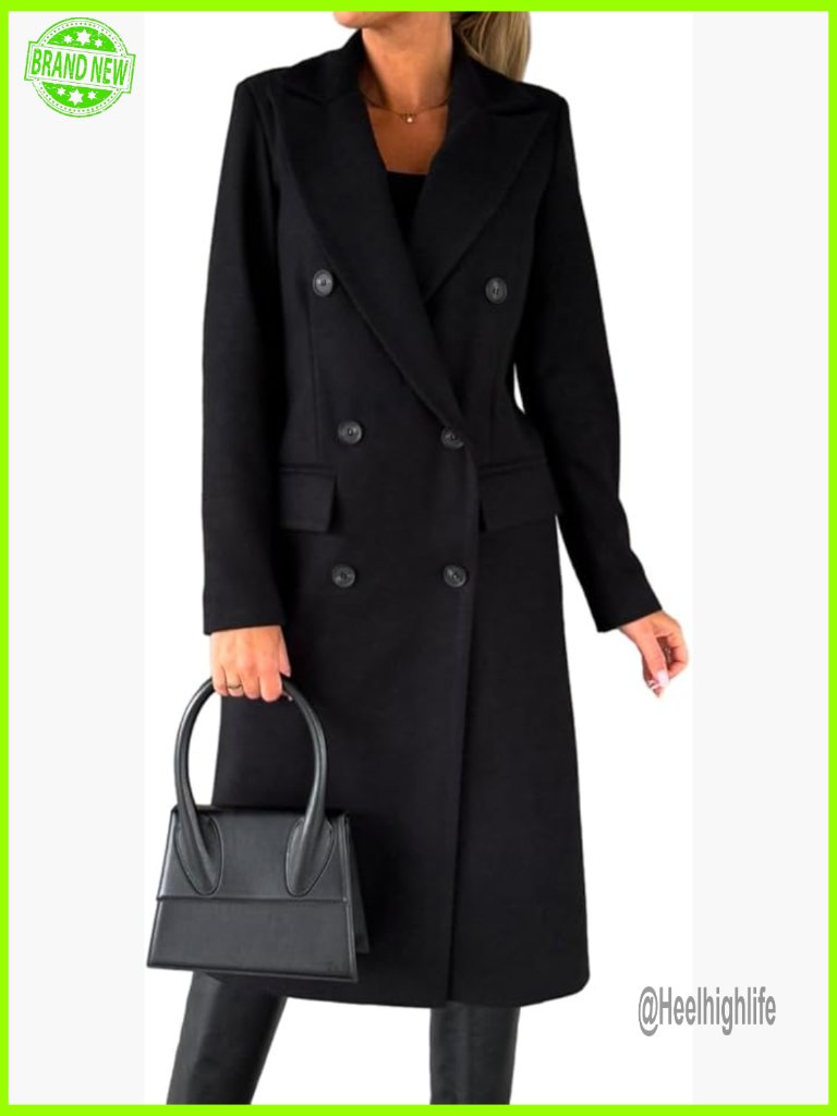 Double Breasted Wool Peacoat Trench Coat Long Fall Winter Jacket